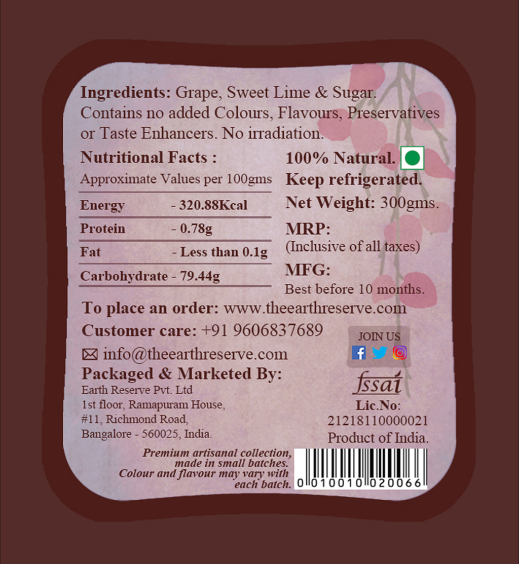 Grape & Sweet Lime Preserve │ All Fruit │ No Added Flavours or Colours