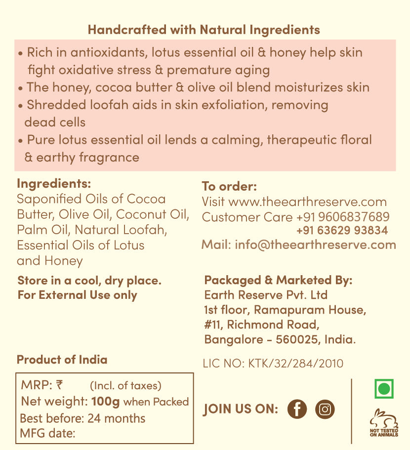 Lotus & Honey Shredded Loofah Exfoliating Soap | SLS & Paraben Free │Cocoa Butter Enriched