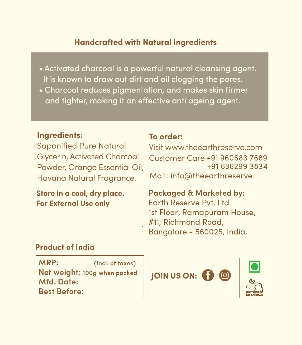 Activated Charcoal & Orange Soap │SLS & Paraben Free │Glycerin Rich