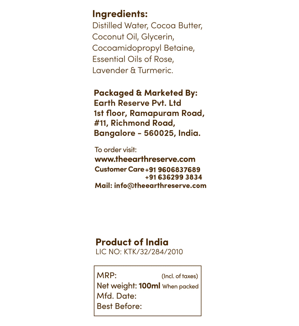 Lavender & Turmeric Face Wash │ Cocoa Butter Enriched | Free From Harsh Chemicals