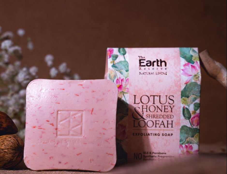 Lotus & Honey Shredded Loofah Exfoliating Soap | SLS & Paraben Free │Cocoa Butter Enriched
