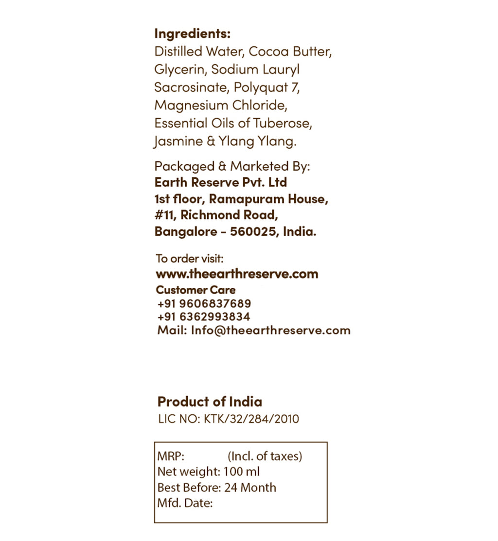 Tuberose & Ylang Ylang Shampoo │ Cocoa Butter Enriched | Free From Harsh Chemicals