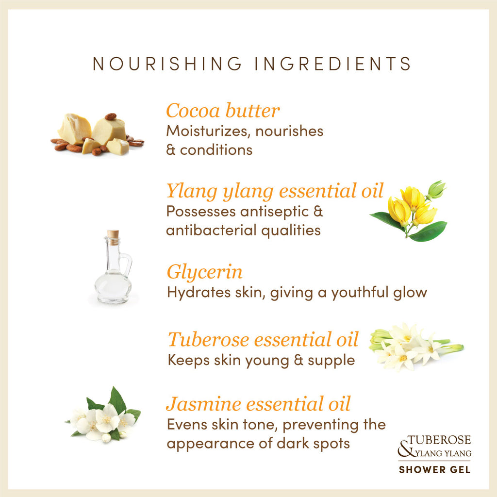 Tuberose & Ylang Ylang Shower Gel │ Cocoa Butter Enriched | Free From Harsh Chemicals